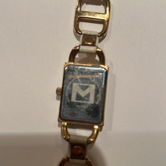 Michael Kors Goldtone White Leather Bracelet Watch - Picture 5 of 9